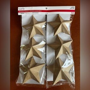 Set of 6 Craft 4" Dimensional Paper Mache Star Ornaments